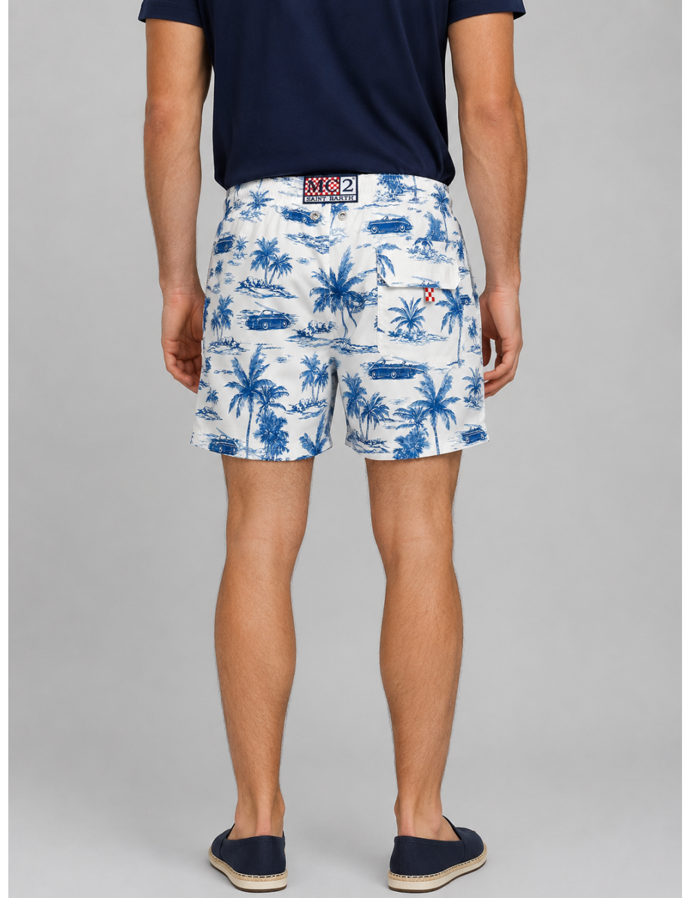 Bañador blanco y azul MC2 Saint Barth Gustavia con estampado toile