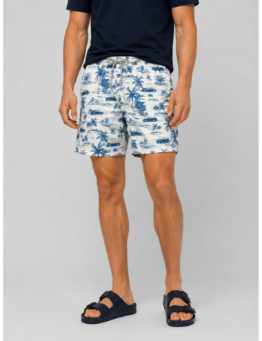 Bañador blanco y azul MC2 Saint Barth Gustavia con estampado toile