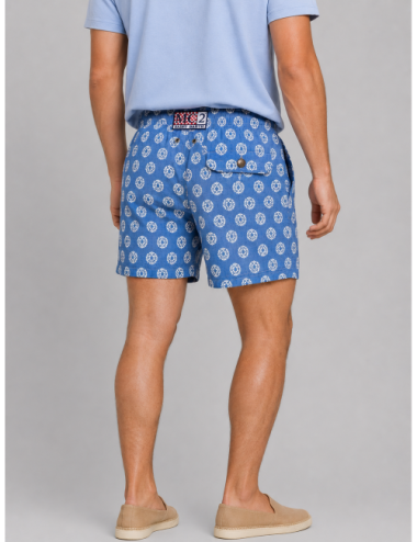 Bañador azul índigo y blanco MC2 Saint Barth Caprese con estampado gráfico
