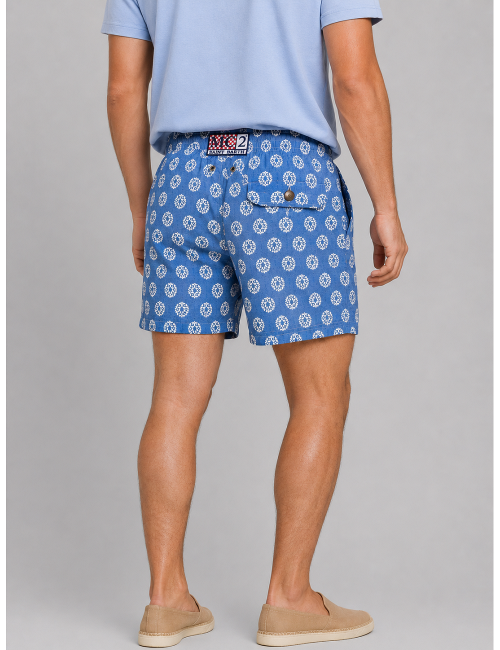 Bañador azul índigo y blanco MC2 Saint Barth Caprese con estampado gráfico