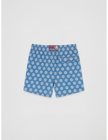Bañador azul índigo y blanco MC2 Saint Barth Caprese con estampado gráfico
