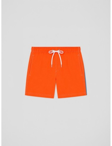 Bañador corto naranja flúor Sundek M504BDTA100 con cintura elástica y cordón blanco