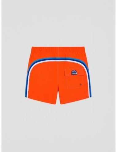 Bañador corto naranja flúor Sundek M504BDTA100 con cintura elástica y cordón blanco