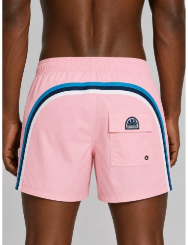 Bañador corto rosa cuarzo Sundek M504BDTA100 con cintura elástica y cordón blanco