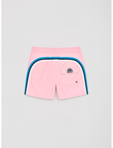 Bañador corto rosa cuarzo Sundek M504BDTA100 con cintura elástica y cordón blanco
