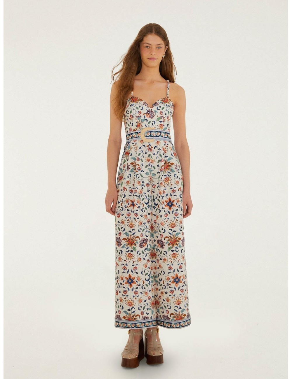 Mono largo azul claro FARM RIO Floral Delhi Tapestry con estampado tapestry con cenefas