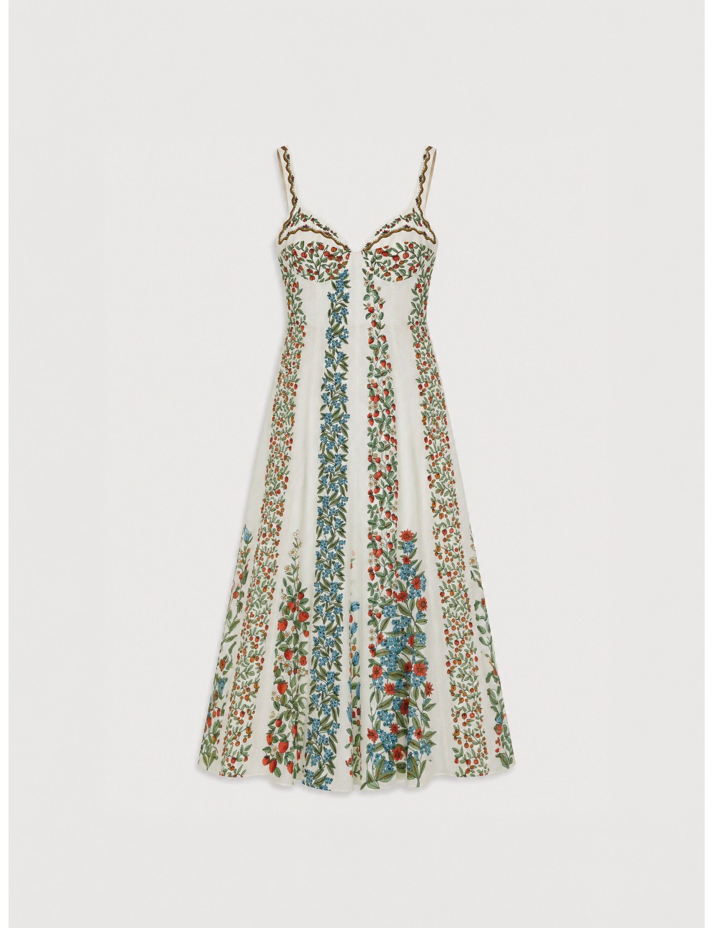 Vestido maxi off-white FARM RIO Fruit Beauty con estampado tropical Fruit Beauty sobre base clara