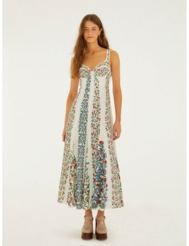 Vestido maxi off-white FARM RIO Fruit Beauty con estampado tropical Fruit Beauty sobre base clara