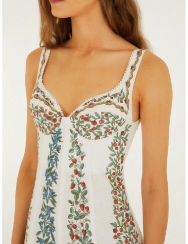 Vestido maxi off-white FARM RIO Fruit Beauty con estampado tropical Fruit Beauty sobre base clara