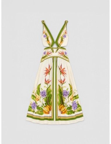 Vestido maxi arena FARM RIO Tropical Scarf con dibujo tropical con cenefas tipo scarf