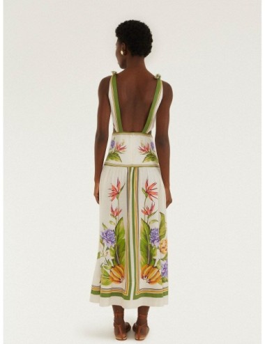 Vestido maxi arena FARM RIO Tropical Scarf con dibujo tropical con cenefas tipo scarf