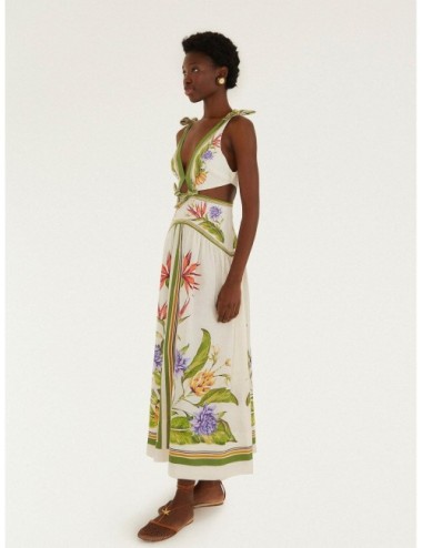 Vestido maxi arena FARM RIO Tropical Scarf con dibujo tropical con cenefas tipo scarf