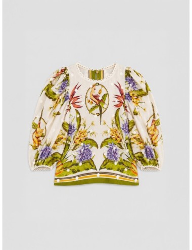 Blusa arena FARM RIO Tropical Scarf con estampado tropical con lectura scarf