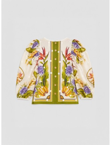 Blusa arena FARM RIO Tropical Scarf con estampado tropical con lectura scarf