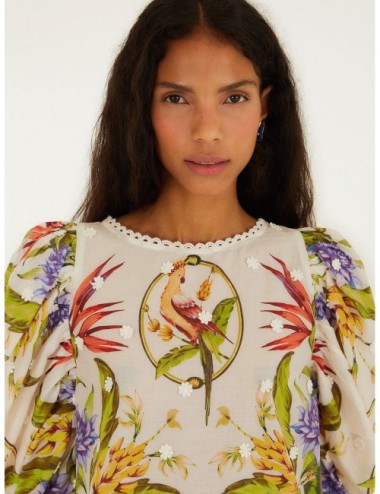 Blusa arena FARM RIO Tropical Scarf con estampado tropical con lectura scarf