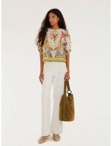 Blusa arena FARM RIO Tropical Scarf con estampado tropical con lectura scarf