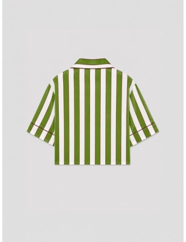 Crop top verde FARM RIO Spring Stripes con rayas verdes con lazada frontal