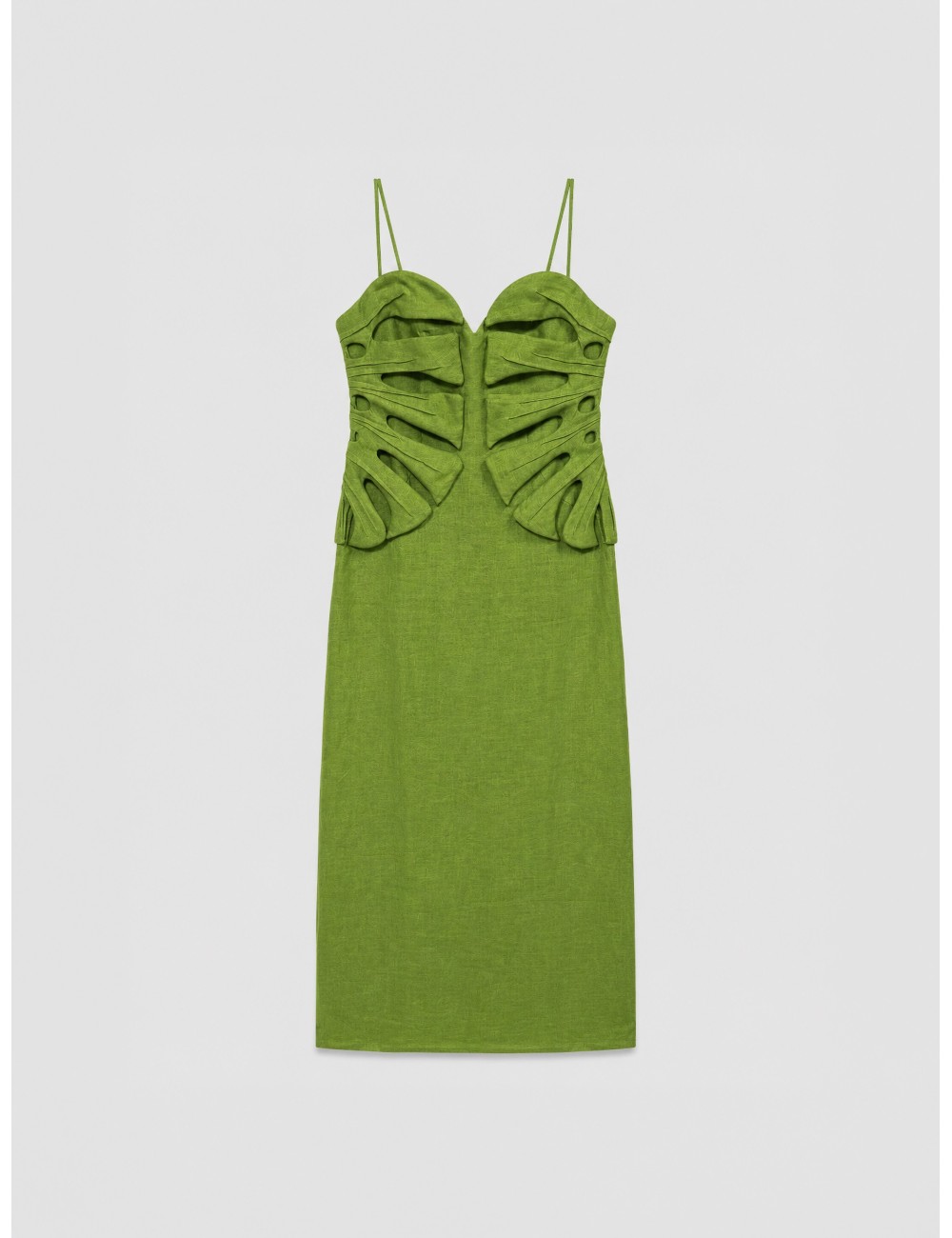 Vestido largo verde FARM RIO Monstera Leaf con aplicaciones con volumen inspiradas en hojas de monstera