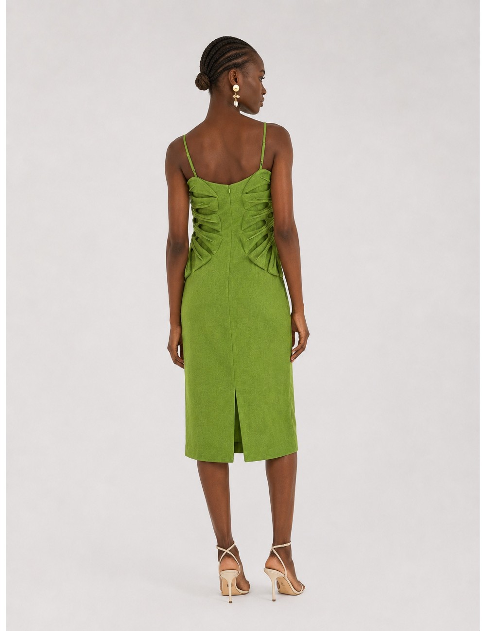 Vestido largo verde FARM RIO Monstera Leaf con aplicaciones con volumen inspiradas en hojas de monstera
