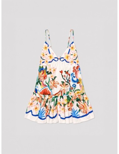 Vestido mini off-white FARM RIO Garden Of Life Scarf con estampado floral con lectura scarf