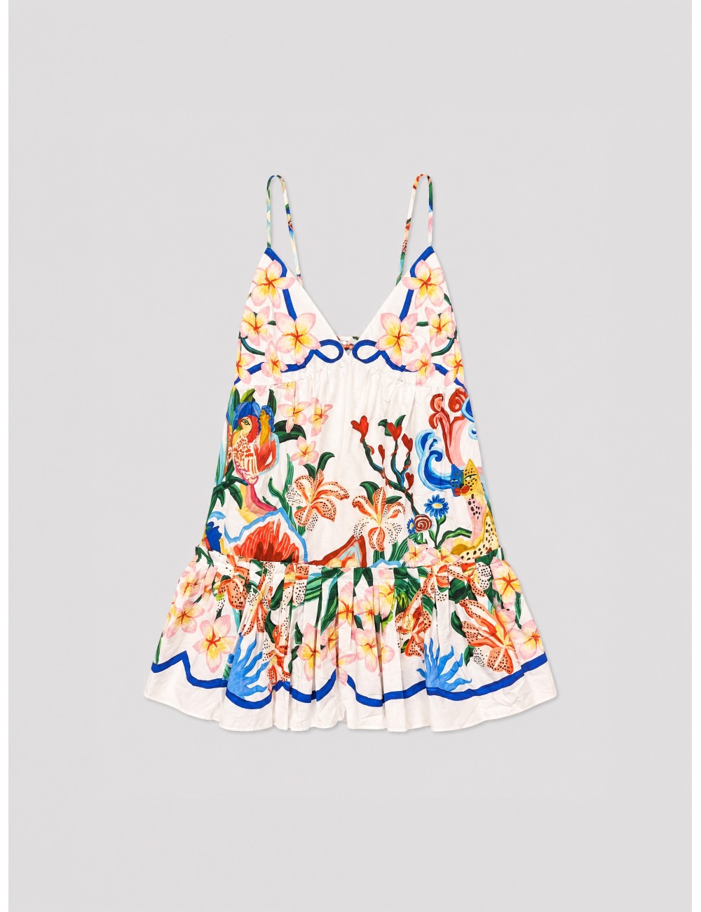 Vestido mini off-white FARM RIO Garden Of Life Scarf con estampado floral con lectura scarf