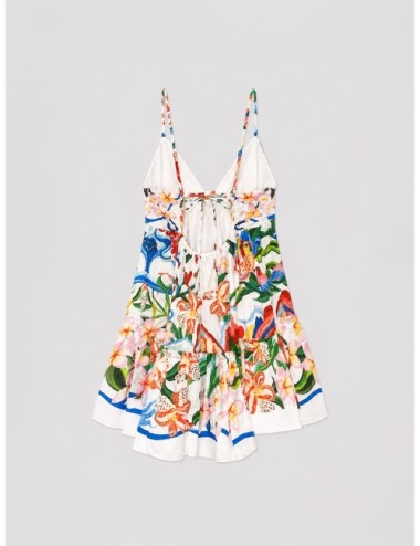 Vestido mini off-white FARM RIO Garden Of Life Scarf con estampado floral con lectura scarf