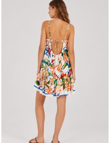 Vestido mini off-white FARM RIO Garden Of Life Scarf con estampado floral con lectura scarf