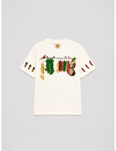 Camiseta off-white FARM RIO Brazilian Bodega con gráfico frontal con frutas
