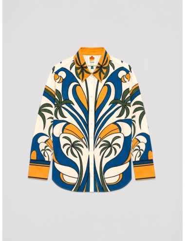Camisa off-white FARM RIO Tropical Graphic con estampado tropical de gran escala en tonos vivos