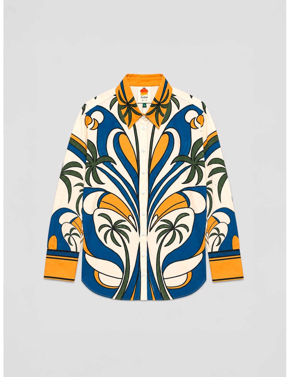 Camisa off-white FARM RIO Tropical Graphic con estampado tropical de gran escala en tonos vivos