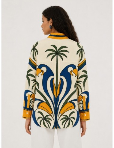 Camisa off-white FARM RIO Tropical Graphic con estampado tropical de gran escala en tonos vivos