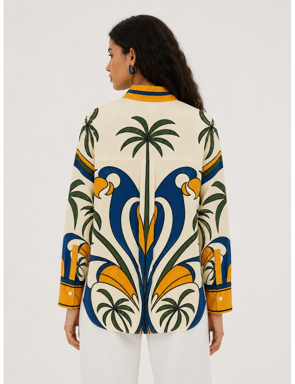 Camisa off-white FARM RIO Tropical Graphic con estampado tropical de gran escala en tonos vivos