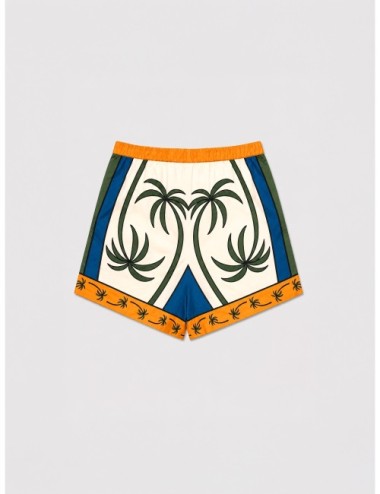 Short off-white FARM RIO Tropical Graphic con motivos tropicales con contraste azul