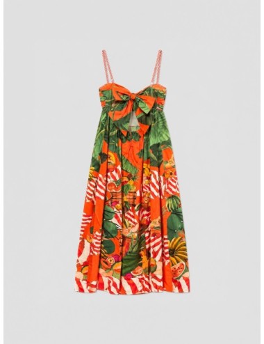 Vestido maxi rojo FARM RIO Fruit Trolley con mezcla tropical de hojas