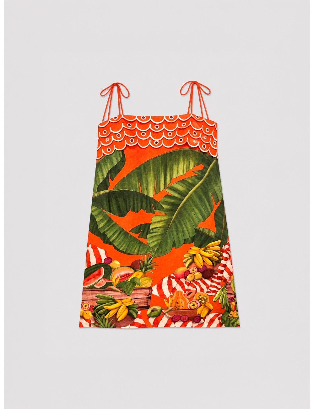 Vestido mini rojo FARM RIO Fruit Trolley Red con estampado tropical Fruit Trolley en tonos rojizos