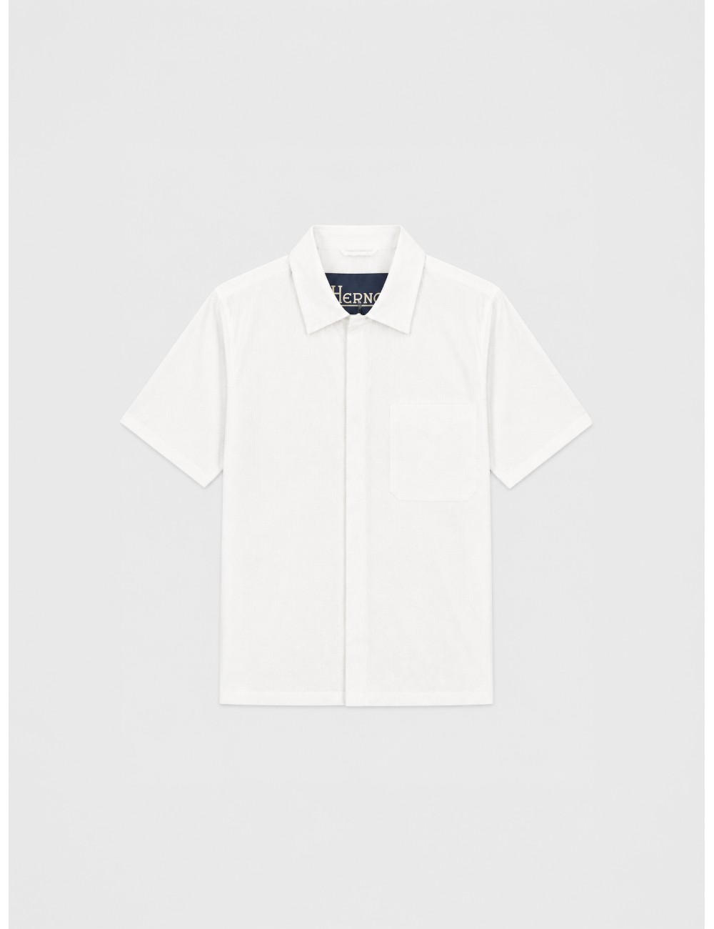 Camisa blanca Herno de manga corta con textura ligera