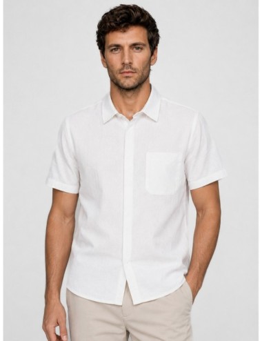 Camisa blanca Herno de manga corta con textura ligera