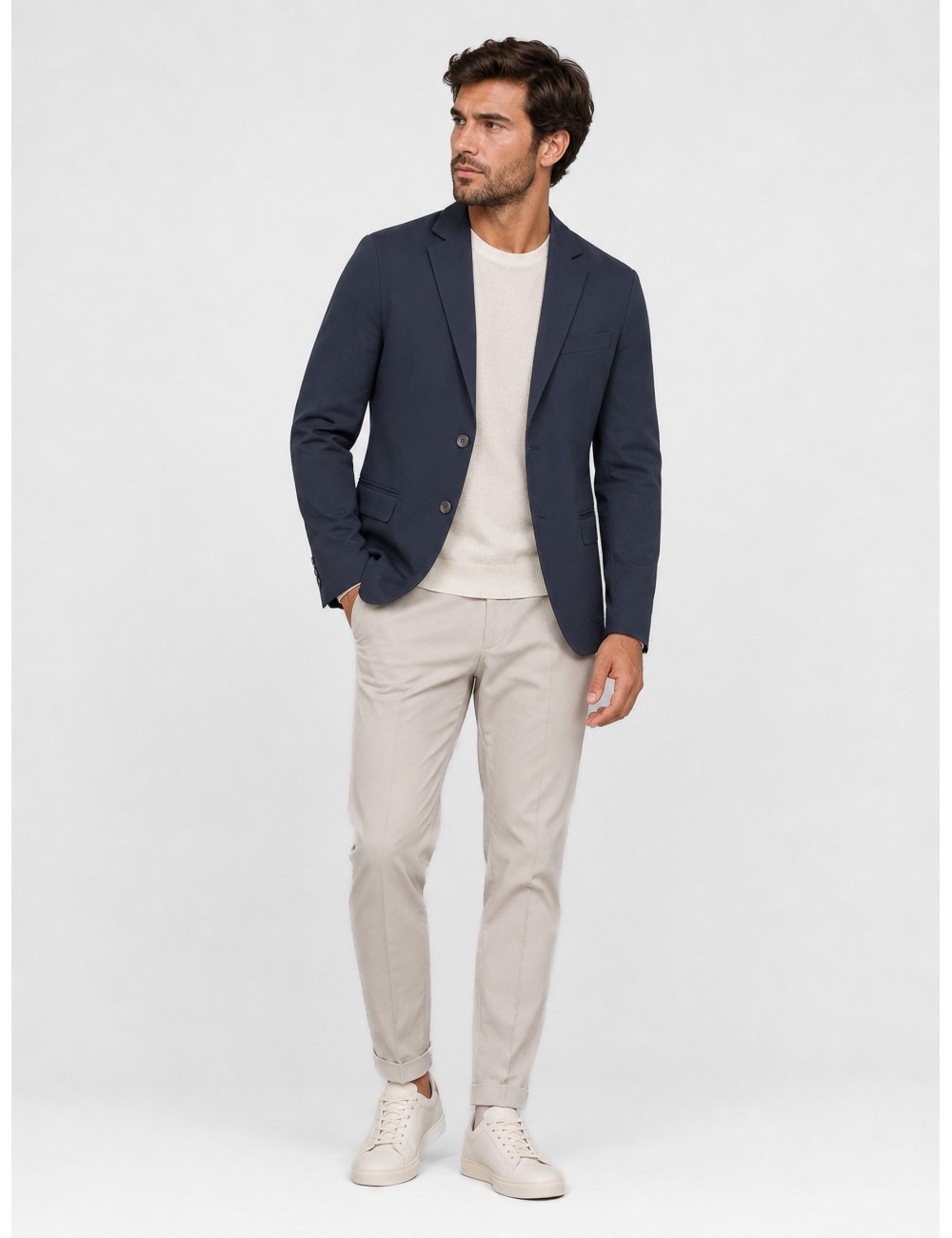 Blazer azul RRD con solapa clásica y cierre de botones