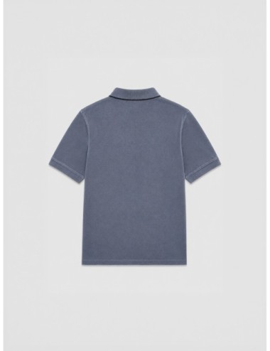 Polo azul medio Herno de piqué de algodón con cuello clásico