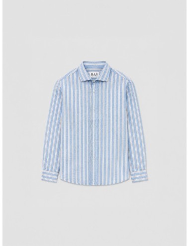 Camisa azul claro MARFRANC de cuadros con cuello clásico