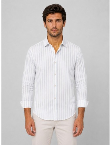 Camisa blanca y azul MARFRANC de rayas verticales finas