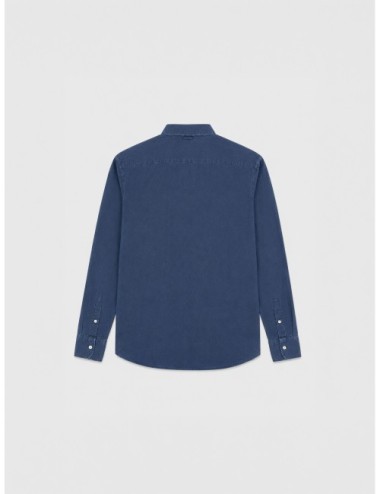 Camisa azul marino MARFRANC lisa con cuello clásico