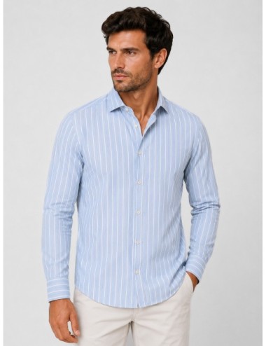 Camisa azul claro MARFRANC de rayas verticales y manga larga