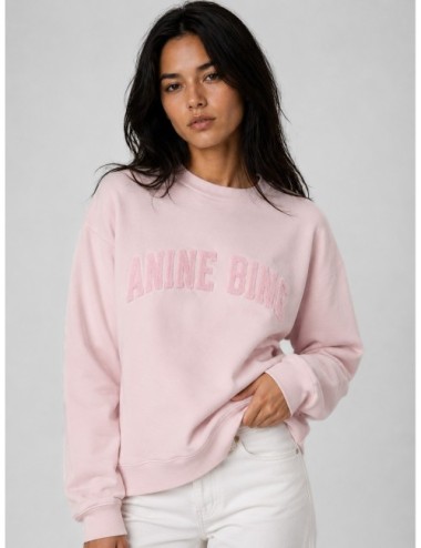 Sudadera rosa claro ANINE BING Spencer con logo tonal frontal