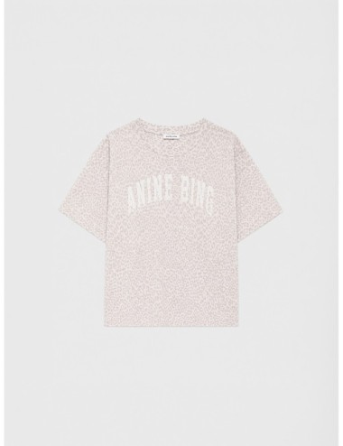 Camiseta blanco roto ANINE BING Cade con estampado leopard lavado