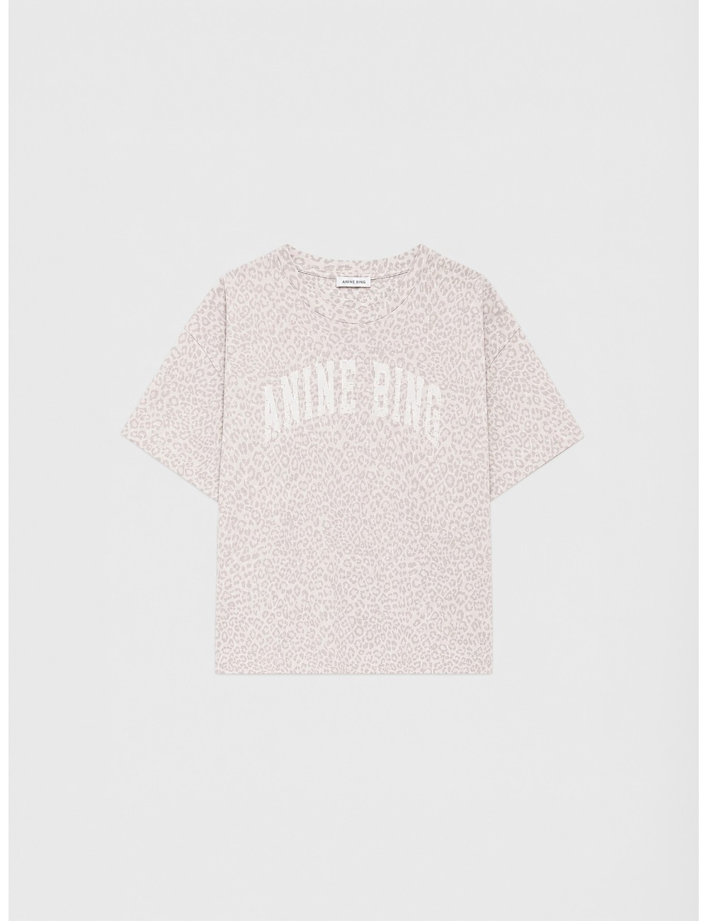 Camiseta blanco roto ANINE BING Cade con estampado leopard lavado