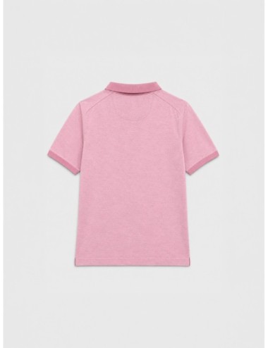 Polo rosa medio BOB con cuello estampado y bordado frontal