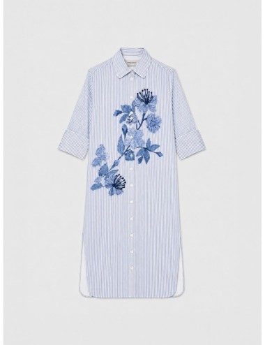 Vestido camisero celeste ERMANNO FIRENZE con rayas y flores