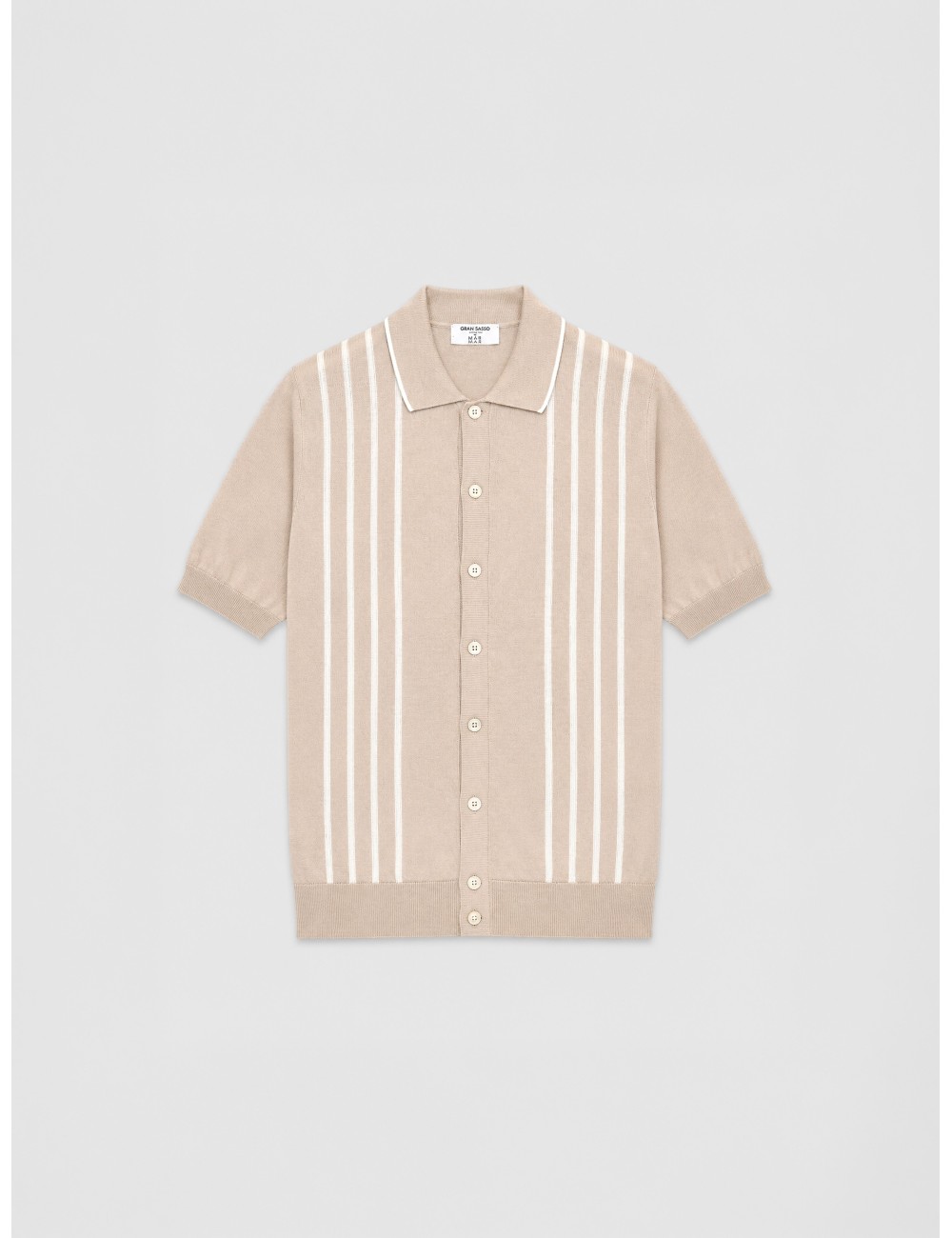 Polo beige GRAN SASSO de punto con rayas verticales
