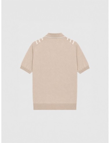 Polo beige GRAN SASSO de punto con rayas verticales